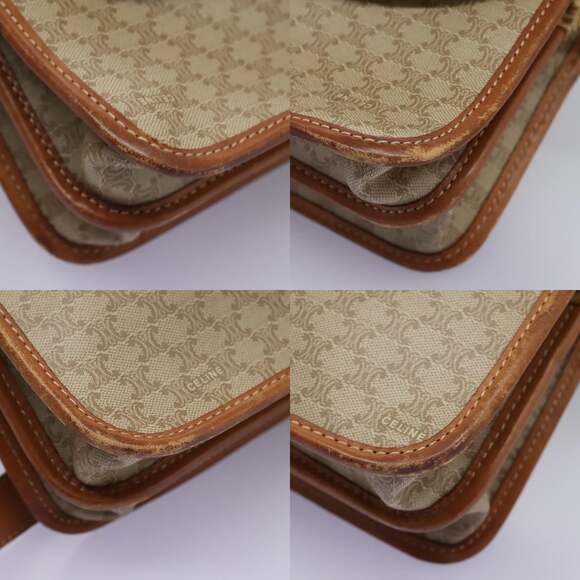CELINE Macadam Canvas Shoulder Bag Beige Gold - Picture 10 of 13
